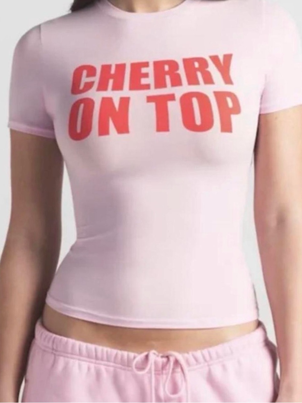✨ SKIMS Baby Pink Cherry On Top Graphic T-Shirt - S - NWT ✨